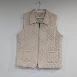 Carroll Reed Quilted Zipper Vest Cream Size XL